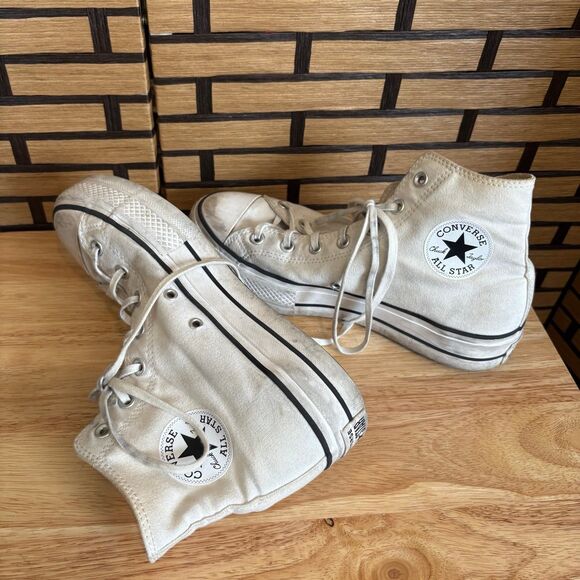 Converse Chuck Taylor All Star White Lift Platform High Top Sneakers Size 10 - Picture 6 of 9
